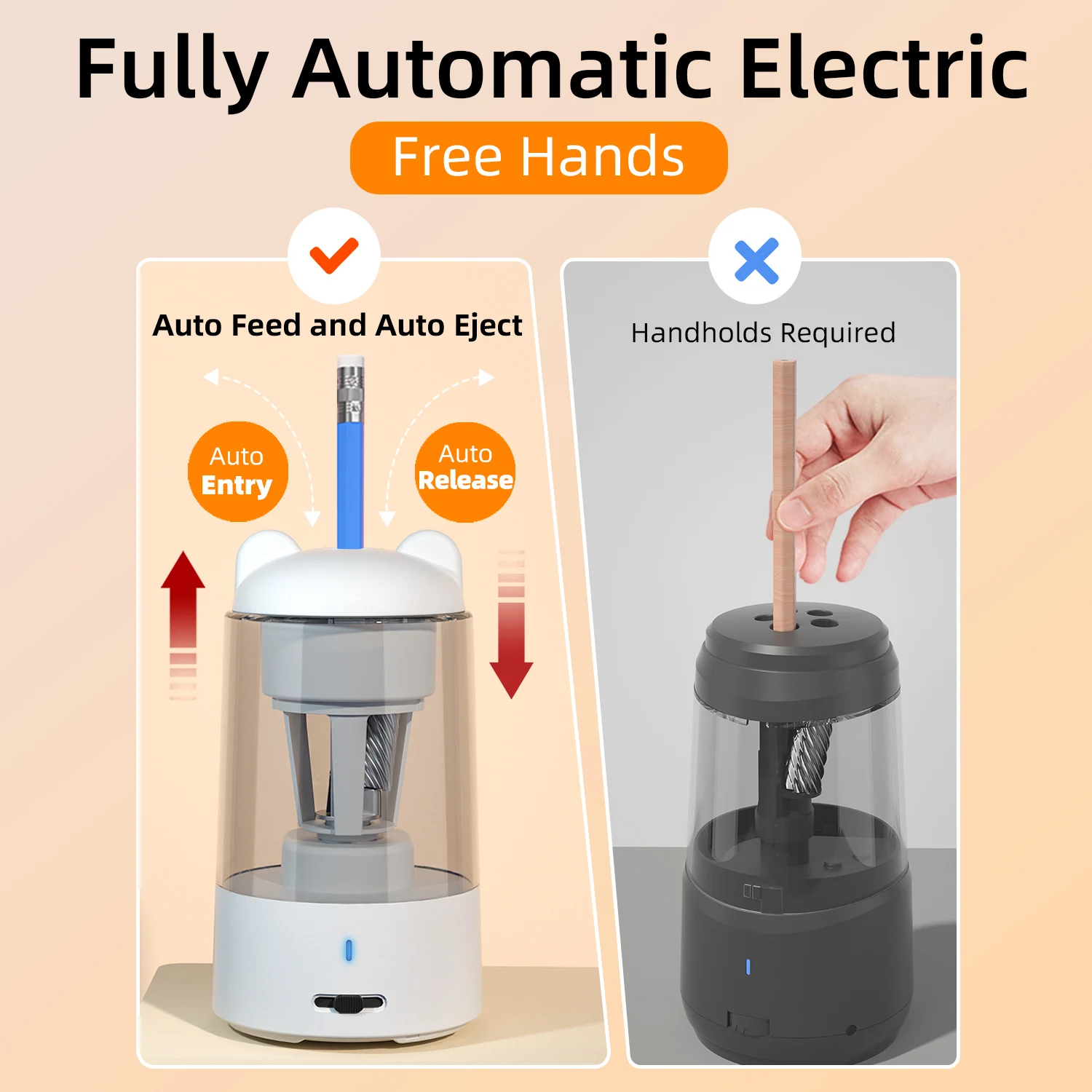 Zongmao rechargeable Fully automatic electric pencil sharpener automatic stop electric pencil sharpener for office home school