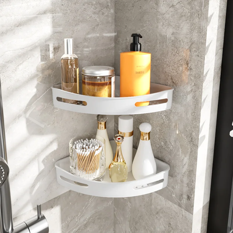 No Drilling Wall Mount Corner Shower Caddy Shelf Bathroom Shelves