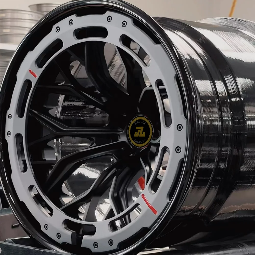 Racing car beadlock wheels carbon fiber wheels custom rims aero ring 2 piece wheels