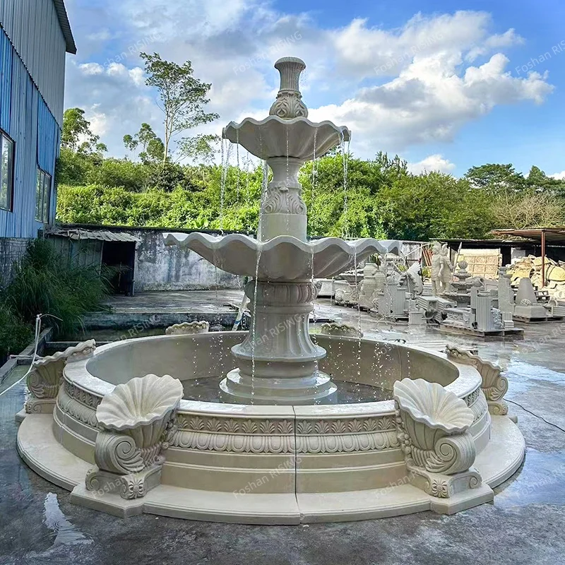 Large Customized Outdoor Indoor Home Wall Decor Marble Stone Ball Lion Buddha Statue Sculpture Water Fountain