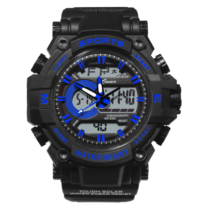 Chronograph calendar wrist watch digital, digital with analog watch, 5atm waterproof digital watches