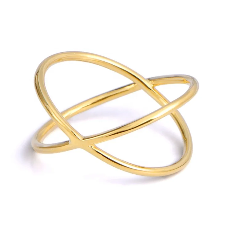 Sterling silver casual simple ring for girl women silver finger original 925 s crisscross ring