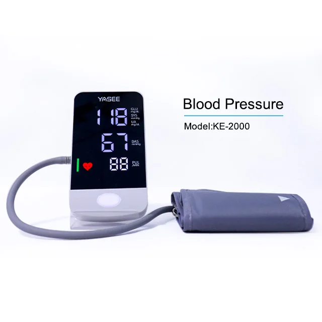 Portable Electronic Digital Upper Arm Blood Pressure Glucose/Uric Acid Monitor with Bluetooth Transmission Electric Power Source