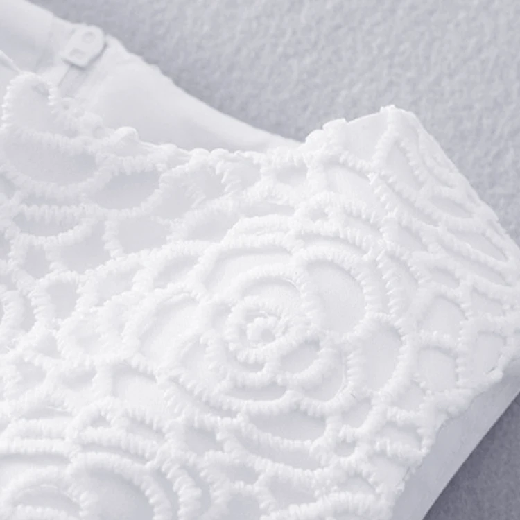 
Mudkingdom baby infant white flower girl suit lace layered vintage prom dress with hair band 