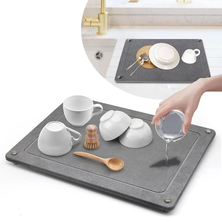 high quality diatomaceous stone dish pad drying mat for kitchen counter diatom