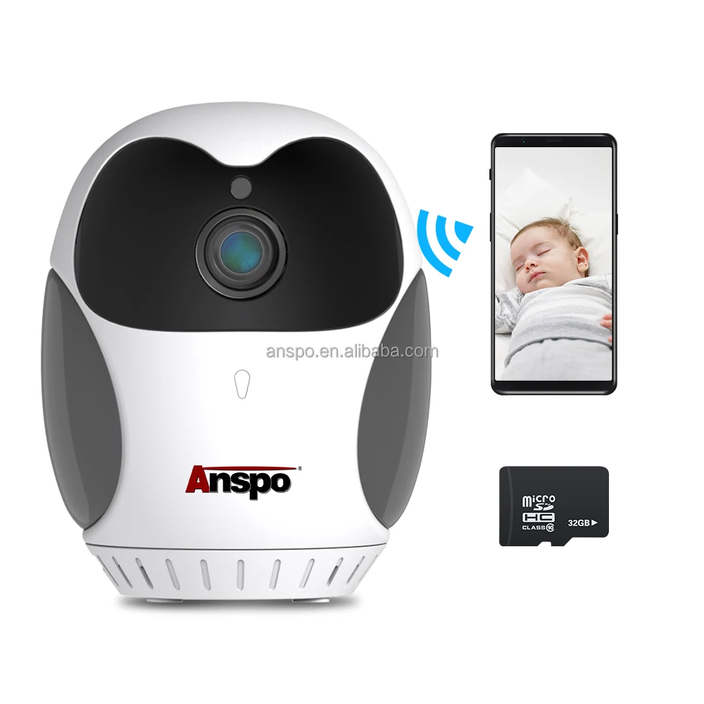 Anspo 2MP mini wiif camera 360 degree rotating Wireless IP Baby Camera Built-in Rechargeable Battery 1080P with Night Vision