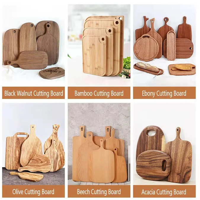 2022 Kitchen Gift Set Dark Color round Eco-Stylish Wood Cutting Board with Handle Durable Acacia Wood Serving Board for Chopping