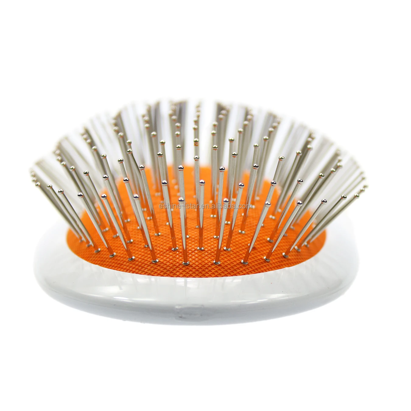 Custom Logo White Metal Pin Bristle Hair Brush Orange Air Cushion Massage Smoothing Paddle Detangling Brush