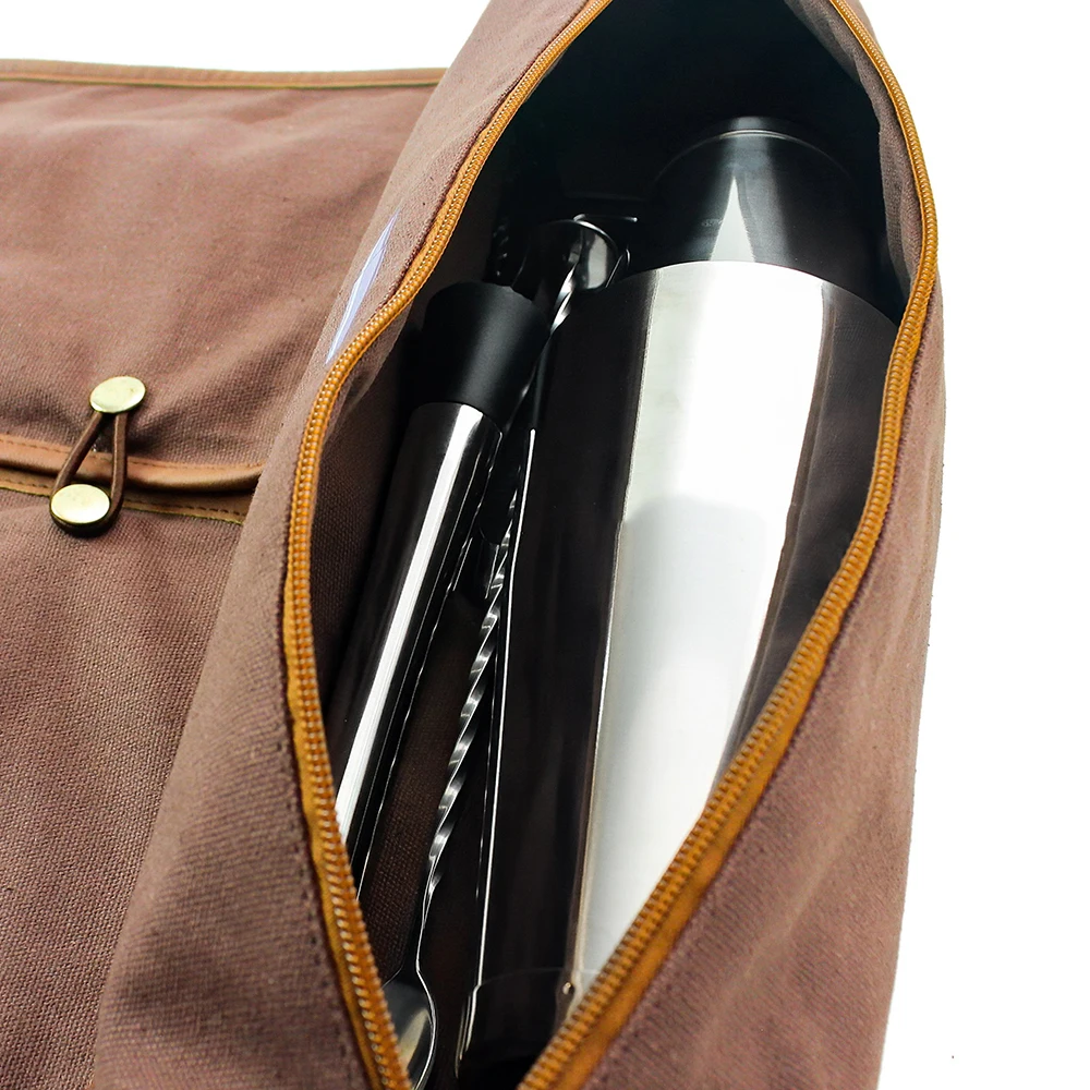 Custom Logo 17 Pcs Portable Stainless Steel Bar Tool  Travel Bartender Kit Bag Cocktail Shaker Set
