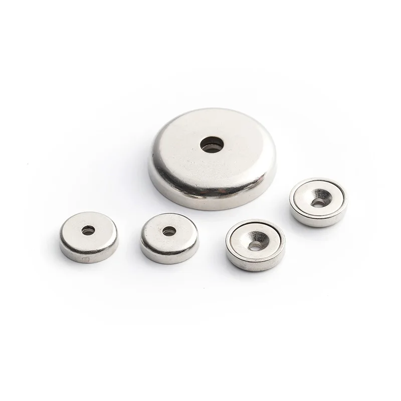 Strong Pull Force Cheap Ndfeb Neodymium Cup Pot Magnet With Countersunk Holes Screws