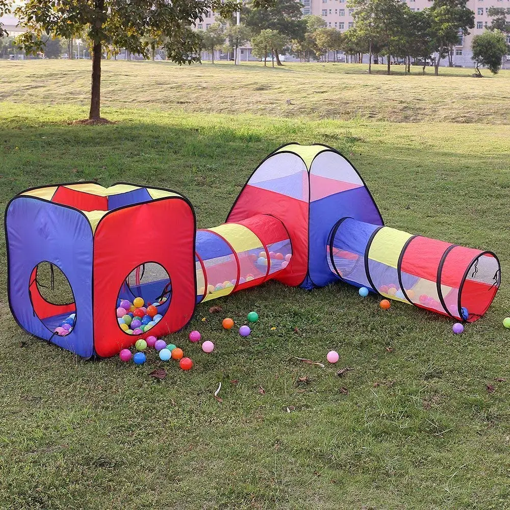Wholesale Custom Children Play Tent 3 in 1 Pop up Play Tent With Tunnel for Kids Outdoor Soft Play Tunnel House Tent