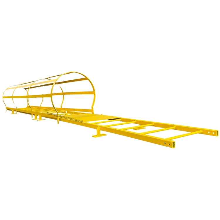 Customized rung standard fixed steel ladder with cage