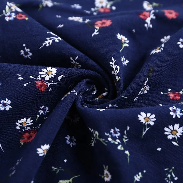 Floral 97 cotton 3 spandex print single jersey cotton fabric for shirt