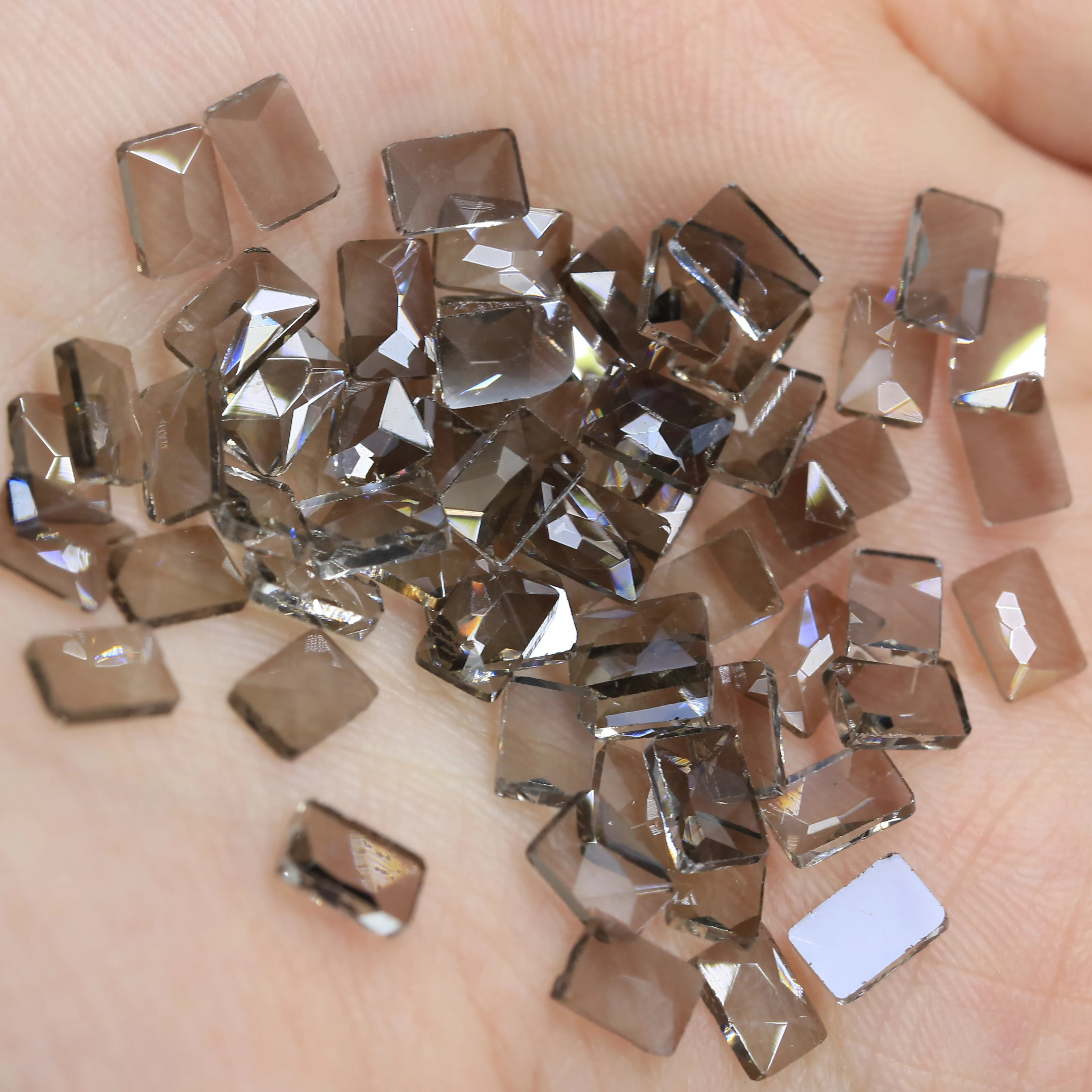 WHATSTONE Customized Color 2.5*5mm,4*6mm Flat Back Rectangle Shape Glass Crystal AB Rhinestone For Nail Art Stone Design