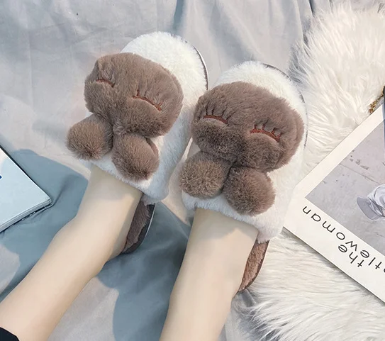 
hot selling fashionable soft cozy anti skid light weight cartoon animal design furry indoor Slippers For Women adults 