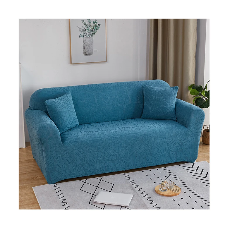 Wholesale ready made fabric jacquard l shape 3 seater Spandex stretch elastic sofa cover