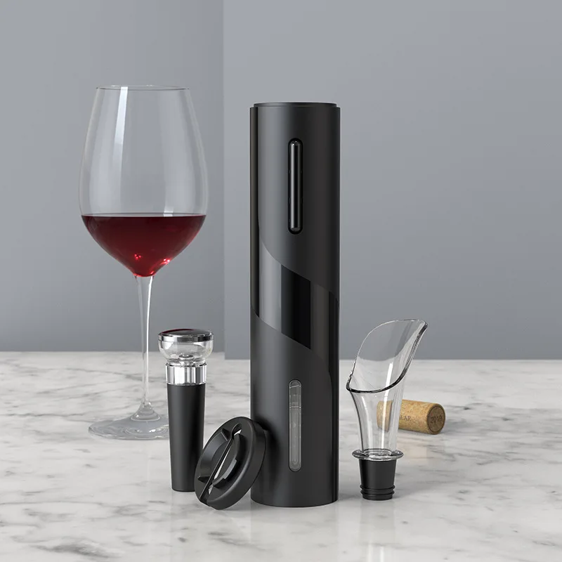 Custom automatic corkscrew electric wine bottle cork opener and foil cutter kit rechargeable electric wine pump opener gift set