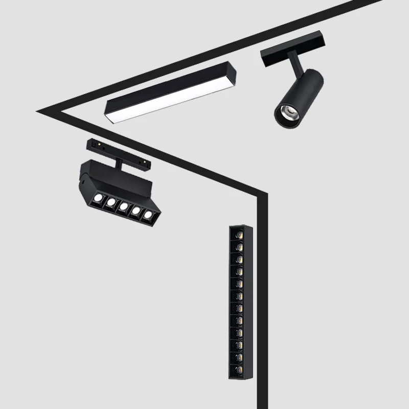 IMKED Recessed 48v Magnet Suction Lighting Rail System Modern Office Lamp Hotel Exhibition Recessed LED Magnetic Track Lights