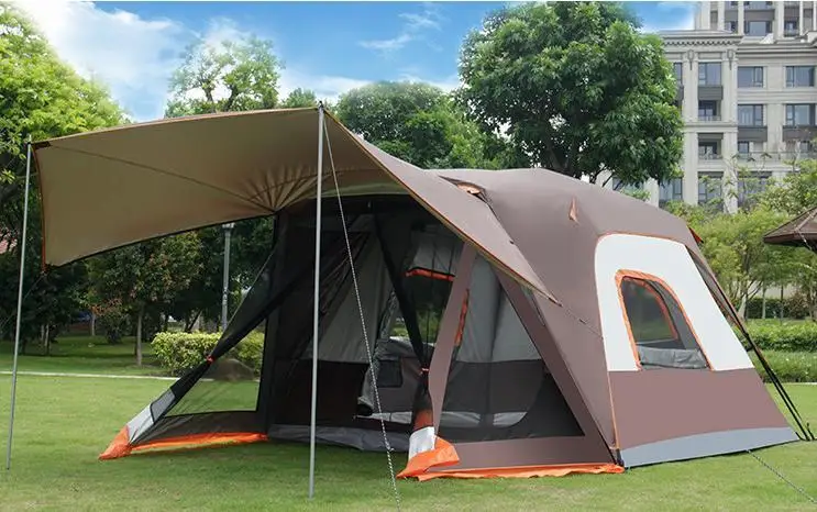 Buy Portable Big Camping Tent Outdoor Camping Camp Tent Waterproof Automatic Family 4 Persons Four-season Tent 105*18*18 TM-ZP58