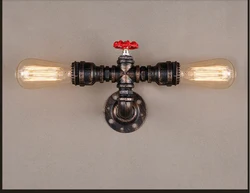 Настенный светильник в стиле стимпанк, старинное железное Бра с 2 насадками в стиле индастриал, декоративные кухонные осветительные приборы для водопроводной трубы