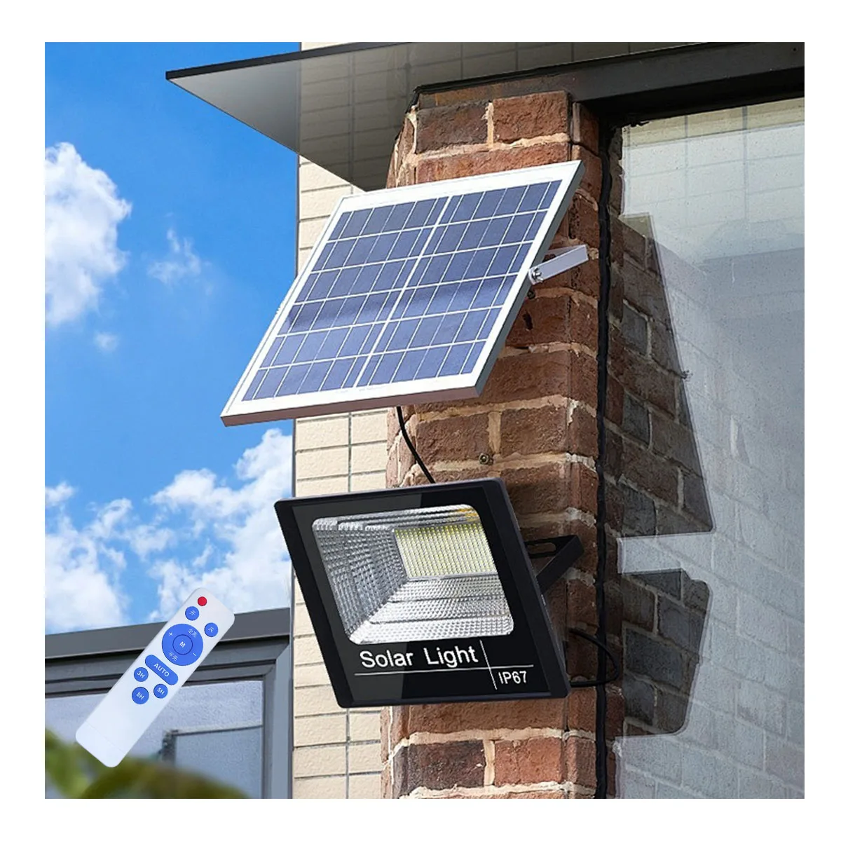 IP65 Waterproof Automatic Dimming Solar Floodlight with Motion Sensor Mono-Crystalline Silicon Panel