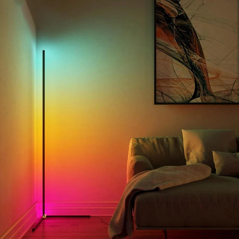 Прямая поставка люстра Напольная Лампа rgb современная светодиодная дуговая угловая металлическая колонна белая напольная
