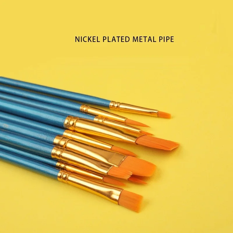 Watercolor Gouache Paint Brushes Different Shape Round Pointed Tip Nylon Hair Painting Brush Set Art Supplies