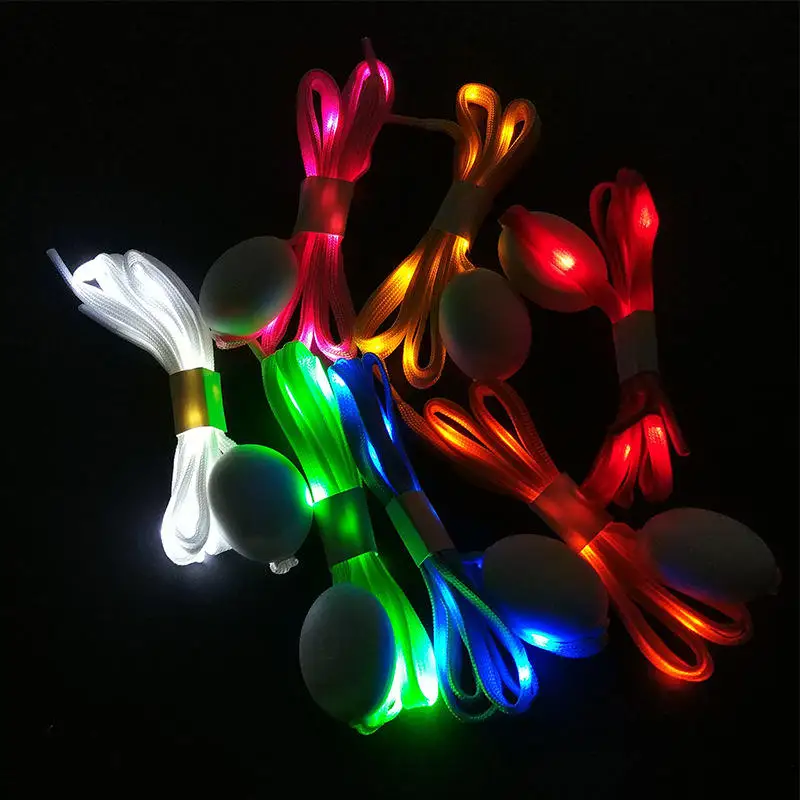 NX Supplier  Rainbow Colorful Led Light Flashing Luminous Nylon Shoelaces Shoe String Laces Shoestring charms for Night Party