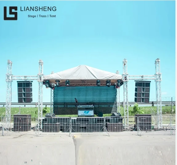 Outdoor Aluminum Truss System For Hanging Speakers With telescopic portable stage platform