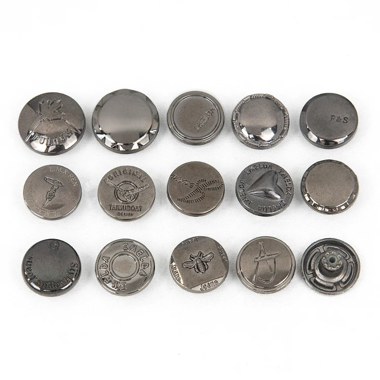 Custom logo Jacket zinc alloy brand denim botton metal 17mm zamak jeans buttons and rivets for clothes jeans denim