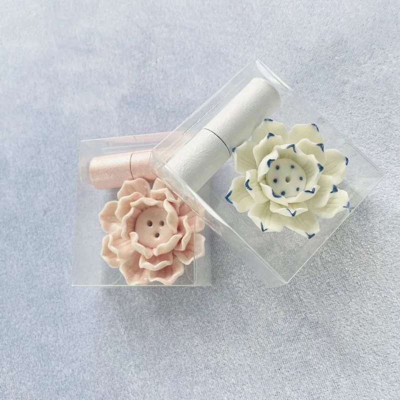 Ceramic  Home Decor Incense Stick Holder Buddhist Lotus Incense Censer Use Paper Tube Incense Stick Holder