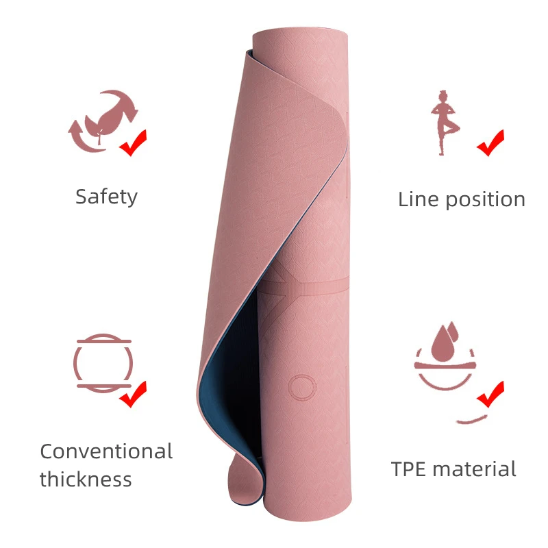 Multifunctional fitness exercise yoga mat Multi-color position line 80cm tpe eco friendly yoga mat