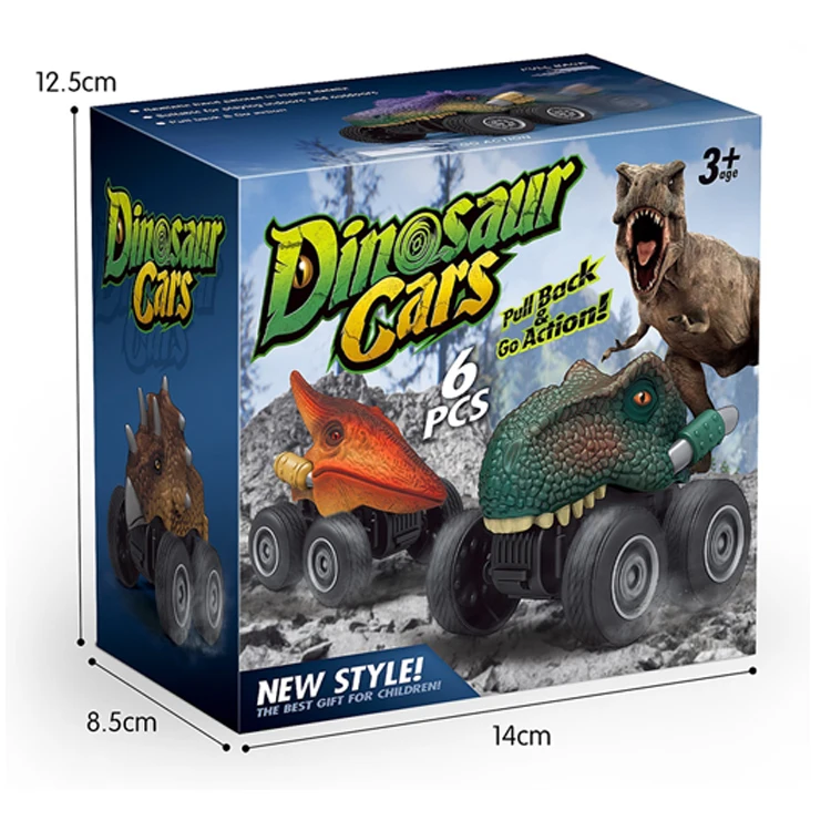 6Pcs Pull Back Dinosaur Cars Toys With T-Rex Kids Toys Vehicle animals Car For 3-14 Year Boys  Girls Creative Gifts For Kids