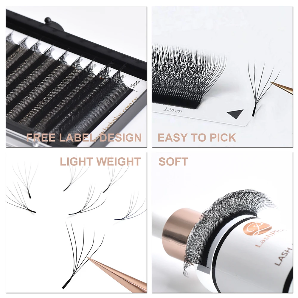 LashPlus wholesale W lash extension Korean PBT soft black 3D 4D 5D 6D 8D 0.07 w lash extensions