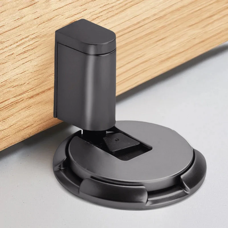 Non Punch Black Metal Heavy Duty Brush Nickel Under Wall Protector Mechanical Floor Holder Draft Magnetic Door Stop Door Stopper