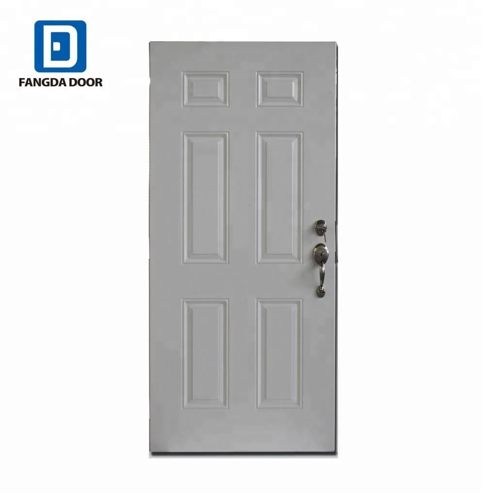 6 Panel Exterior Doors Fiberglass Entry with Wood Grain Finished Slabs for House