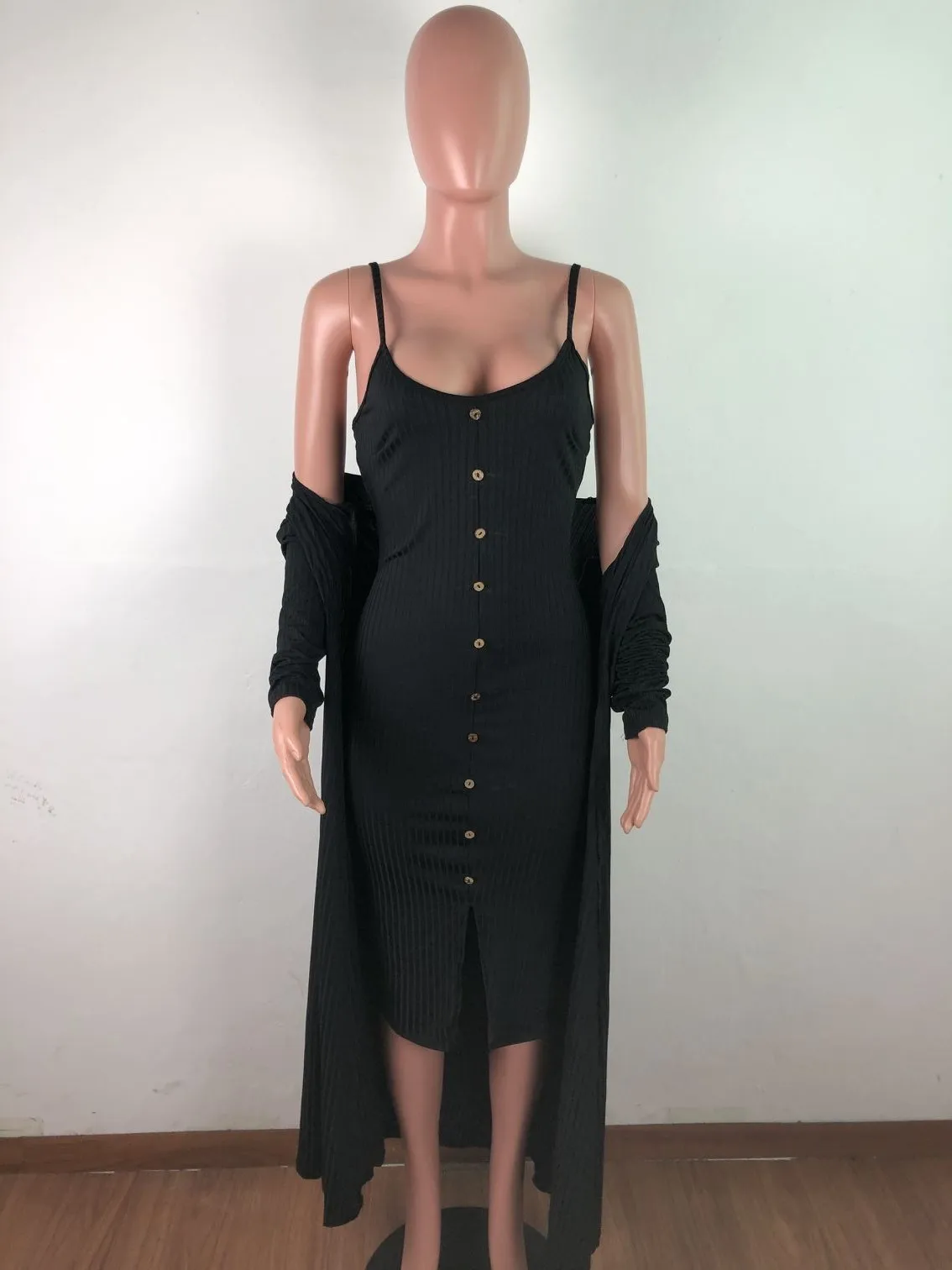 Wholesale Fall 2022 Women Clothes Ribbed 2 Piece Ladies Outfit Dresses Cardigan Two Piece Sets Womens Clothing Two Piece