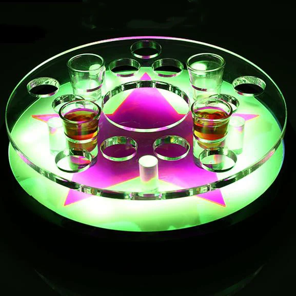 Color changeable LED Acrylic Tray  6/12-Bottle Shot Acrylic Bullet Cup drinkware Holder light up Wine acrylic rack