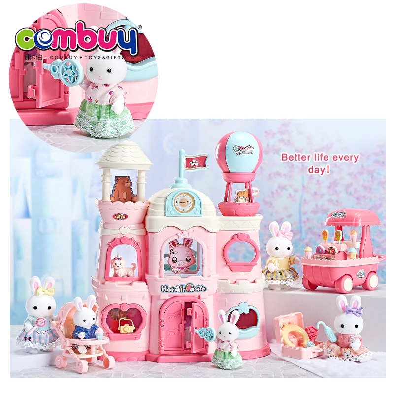 High Safety Level Cute Mini Castle Toy Eco-friendly Unisex Rabbit Villa Pretend Play for Kids