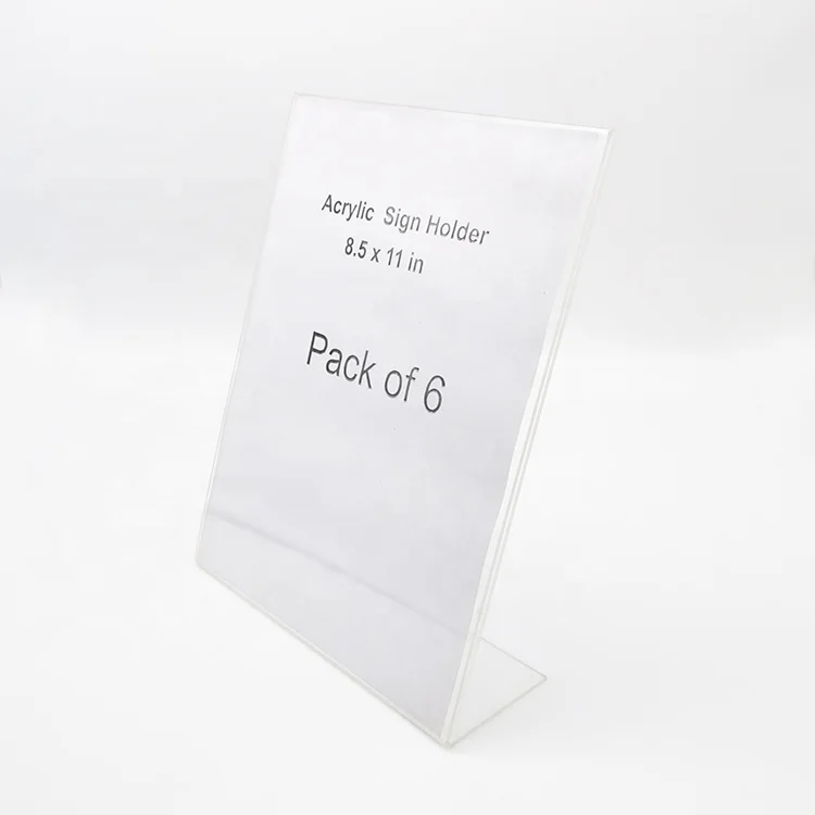 L Shape Table Clear Acrylic Double Sided Frames Clear Acrylic Photos Menu Holder 8.5x11 Acrylic Sign Holder
