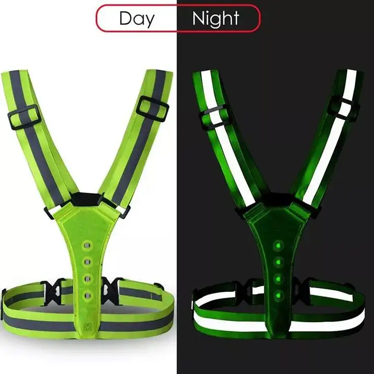 Adjustable LED Night Race Reflective Vest Sport Reflective Belt LED Running Light Traffic Warning Suit