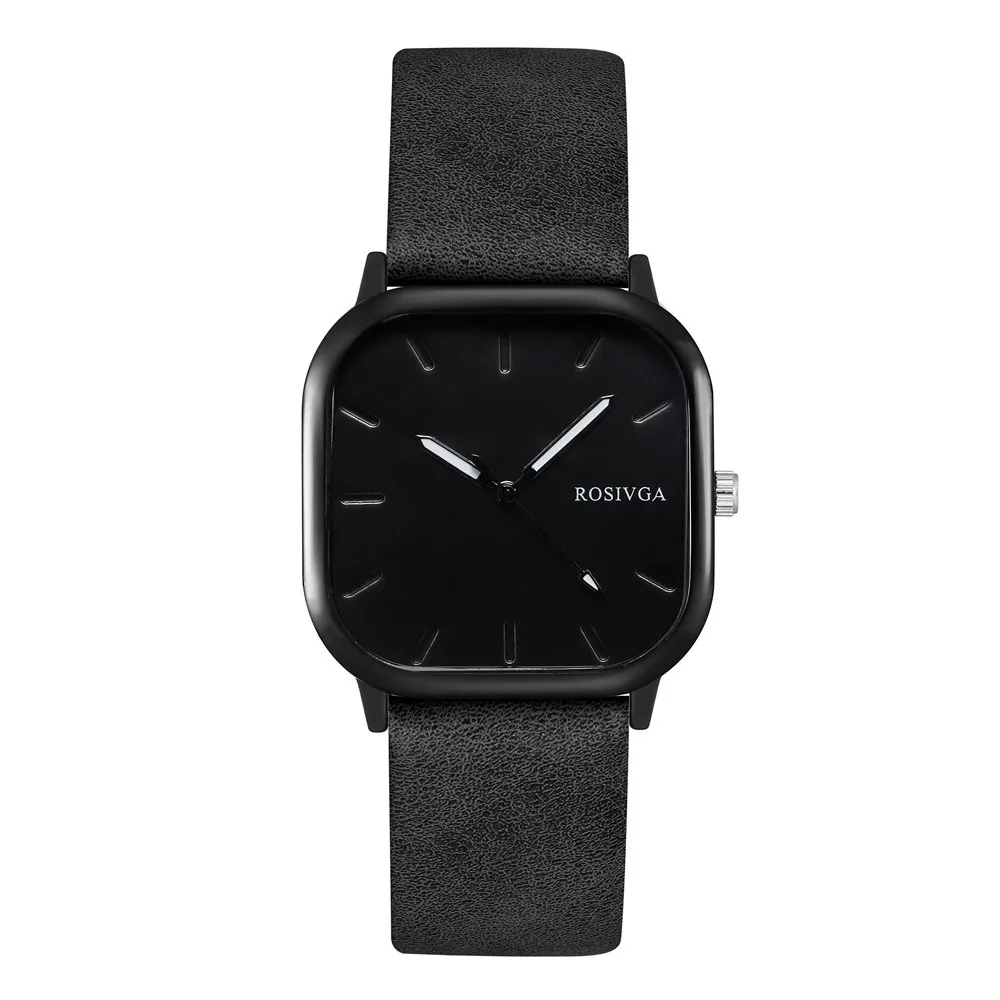Hot Sell Fancy Fashion Stainless Steel Case Unique Design Leather Watch British Style Square Dial Quartz Casual Watch Business