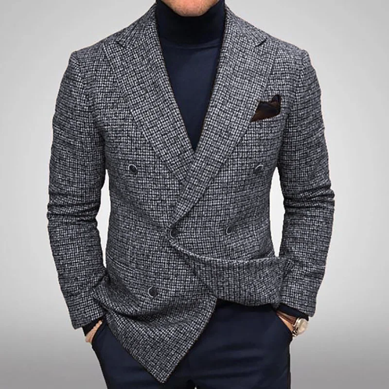 Casual Slim Fit Good Quality Fashion Luxury Tweed Office Blazer For Man