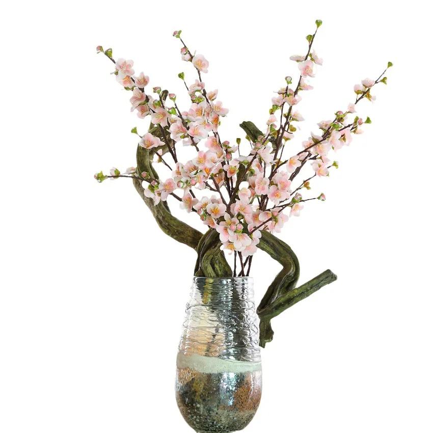 F-R0424  Artificial peach blossom branch simulation silk cloth peach pink white peach tree branches Fake Real Touch Flower