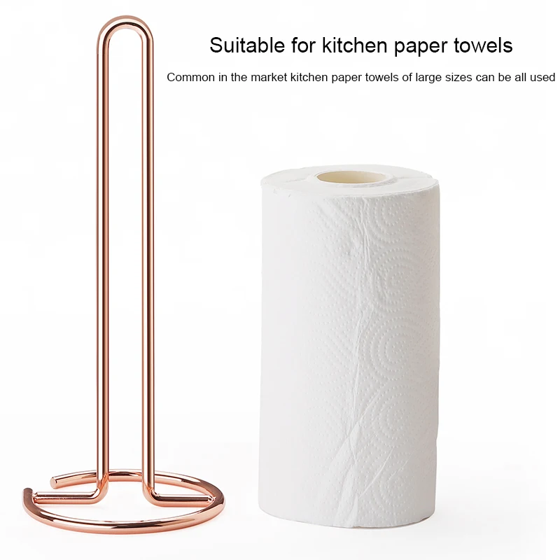 Stainless Steel Vertical Tissue Holder Kitchen Metal Wrought Iron Table Paper Towel Seat for Plastic Wrap Rolls