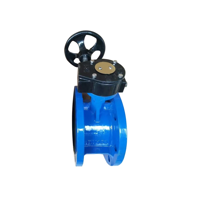 Ductile iron electric flange soft seal turbine rubber lined butterfly valve