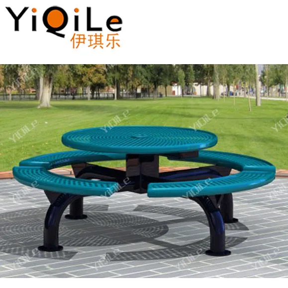 Best quality garden sets outdoor furniture round table chair metal public bench with table