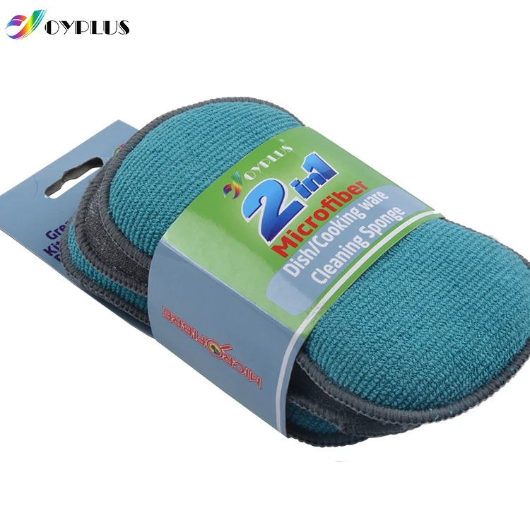 2in1 Microfiber Scourer Dish Sponge Scouring Pad Dishwasher Kitchen Cleaning Sponge