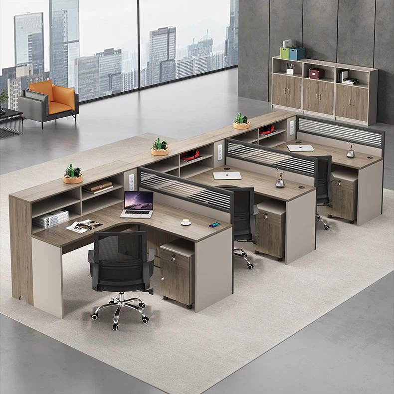 Open Staff Workstations Modular Wooden Office Desk with Cubicles for Open Offices 2-4-6 or 8- Seater