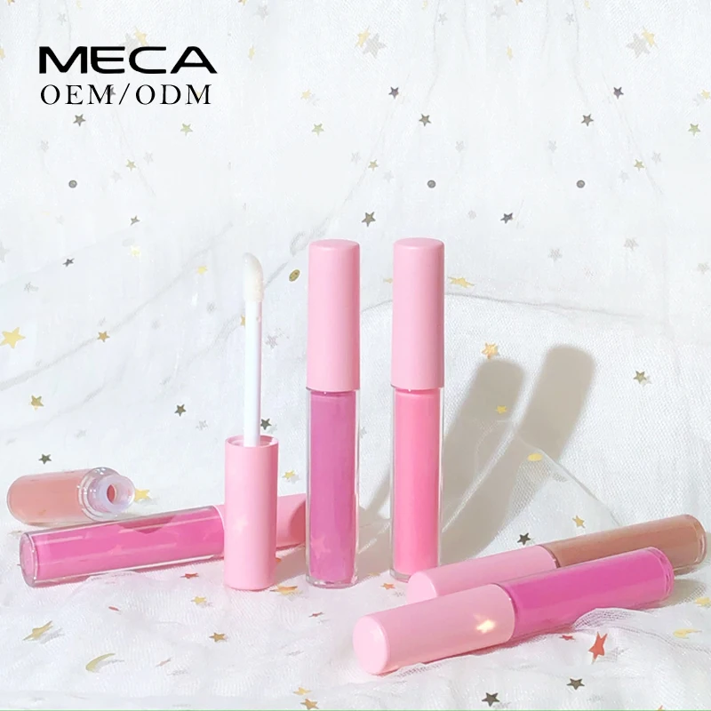 custom logo high quality mini glossy nude clear shimmer vegan lip gloss pigment organic glitter lip gloss